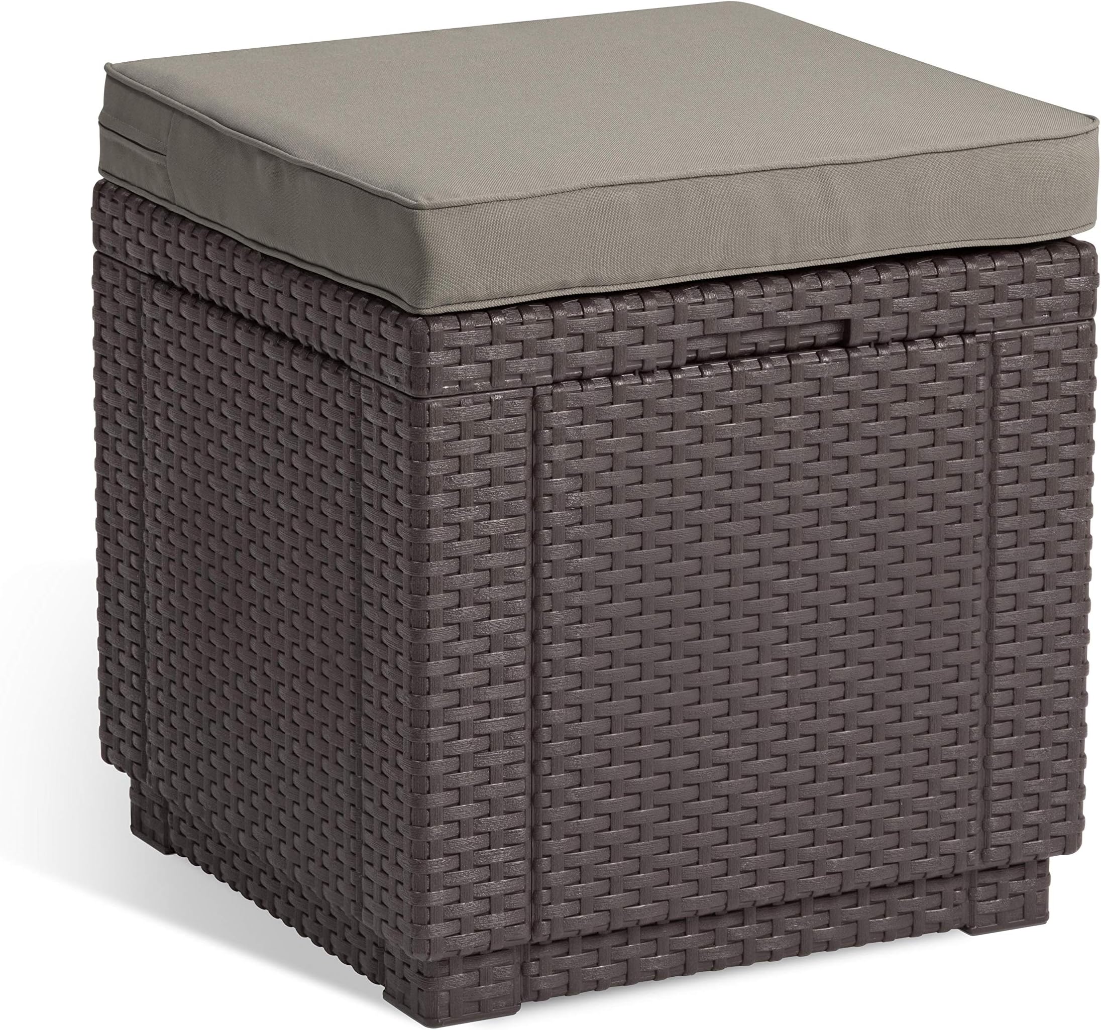 Keter Allibert Cube Outdoor Garden Furniture Storage Seat/Stool - Brown ...