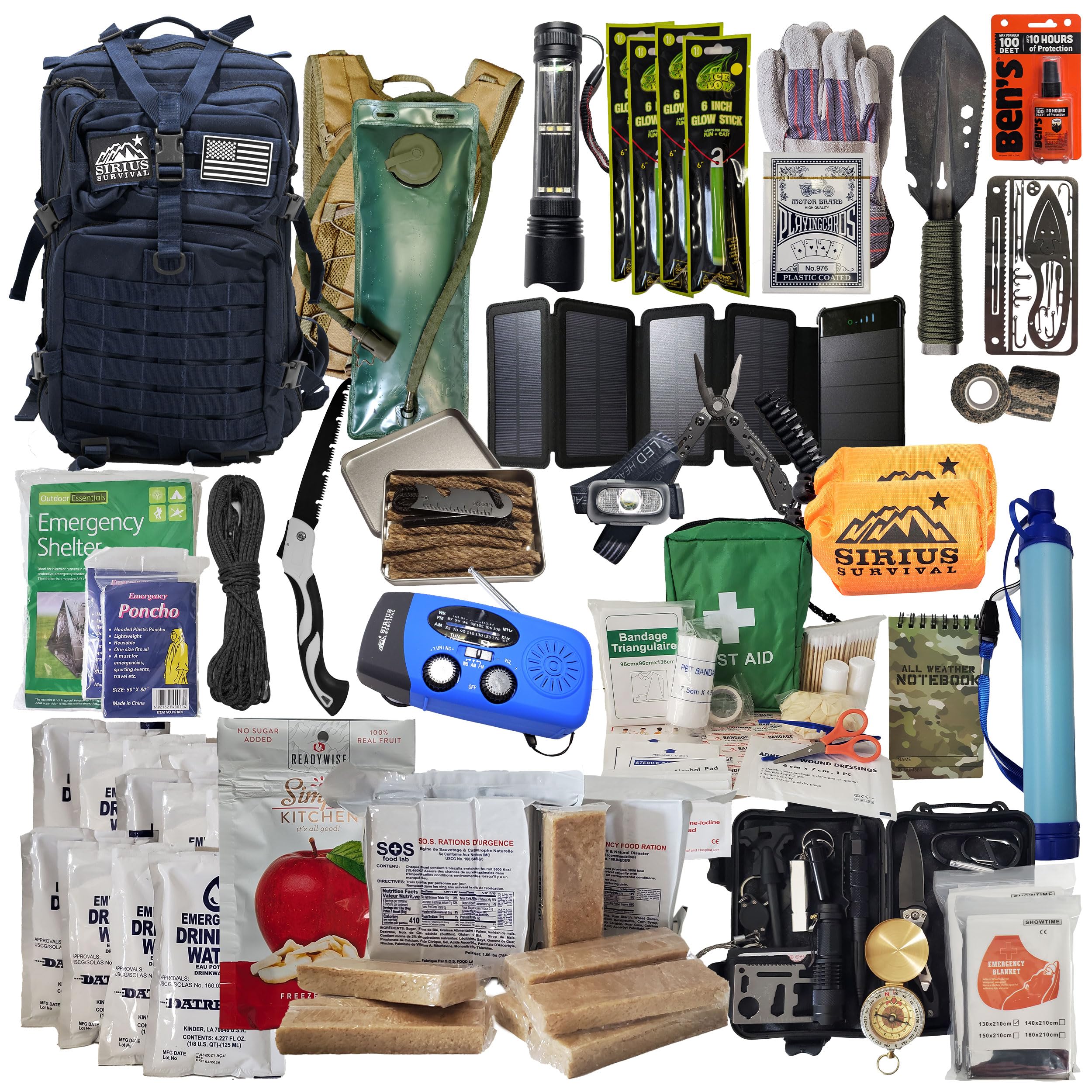 Bug Out Bag - Premium Bugout Backpack Pre-Packed Survival Kit - Ultimate 72 Hour Backpack Survival Kit - Comprehensive Survival Items - Go Bag Emergency