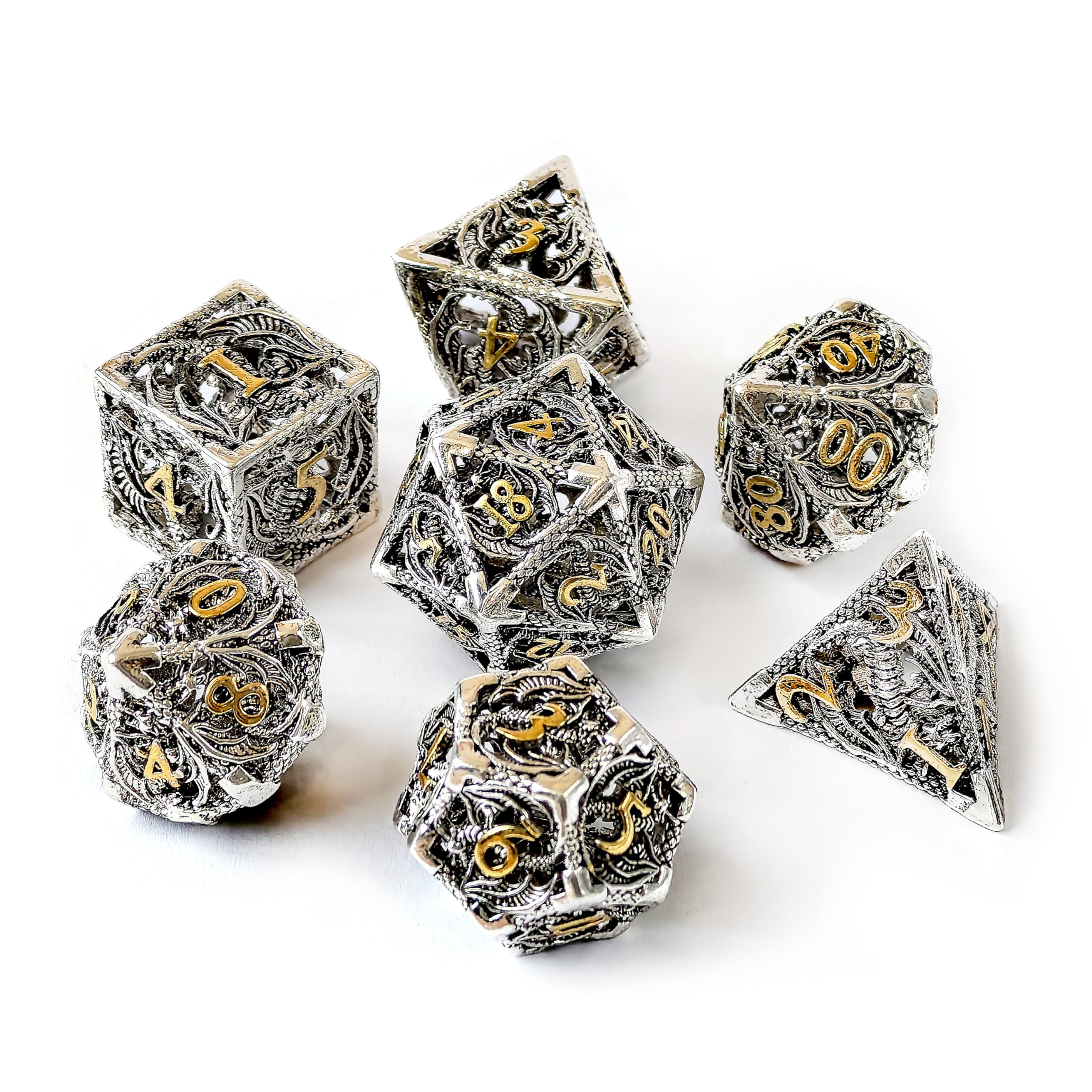 Hollowed Metal Dice Featured with 3D Dragon - Image 4