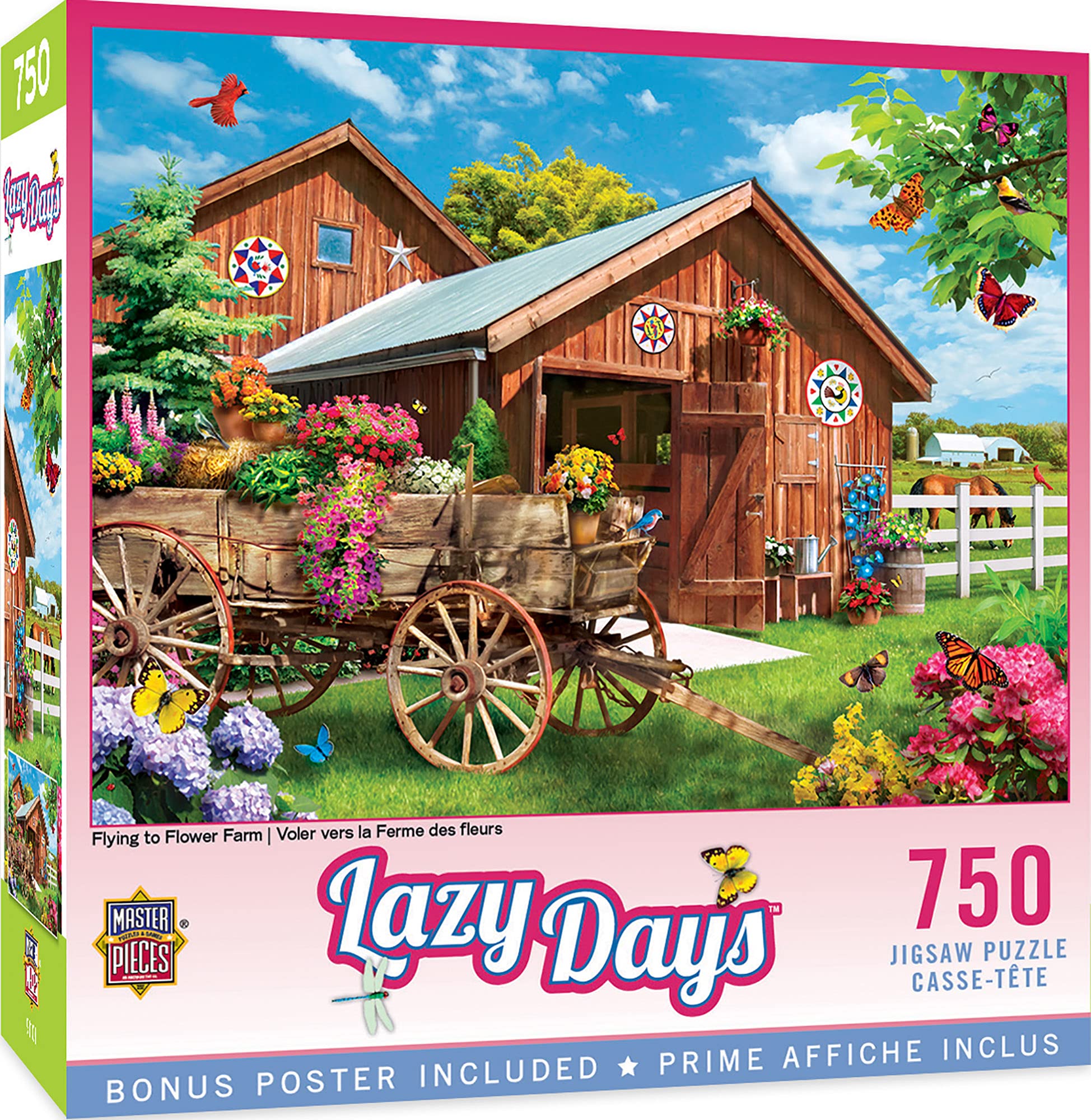 Masterpieces 750 Piece Jigsaw Puzzle for Adults, Family, Or Kids - Flying to Flower Farm - 18"x24"