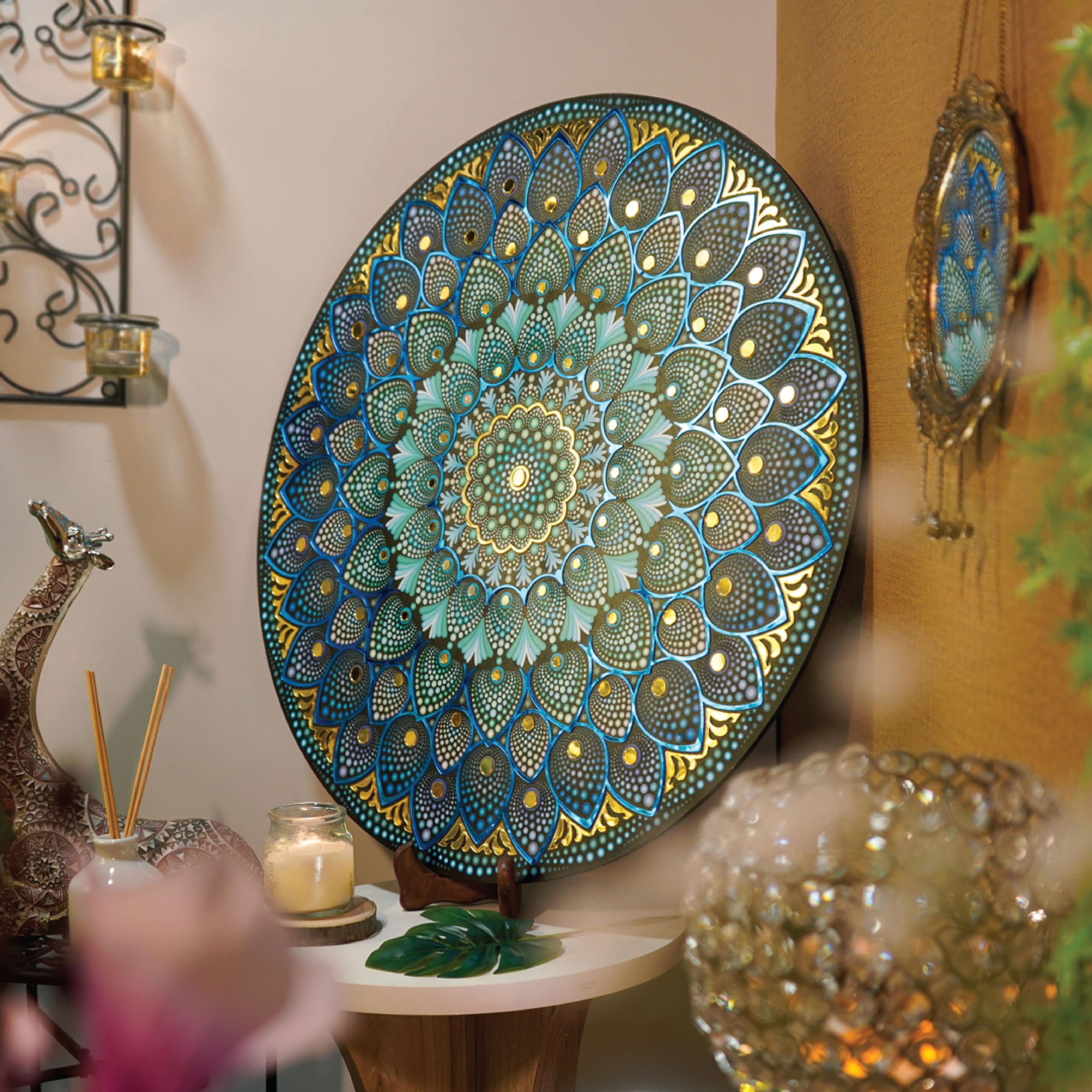 Island Rangoli Panch Tatva Mandala- Vyom Design (22 inches)| Home Decor| Wall Decor | Mandala Art| Handcrafted|