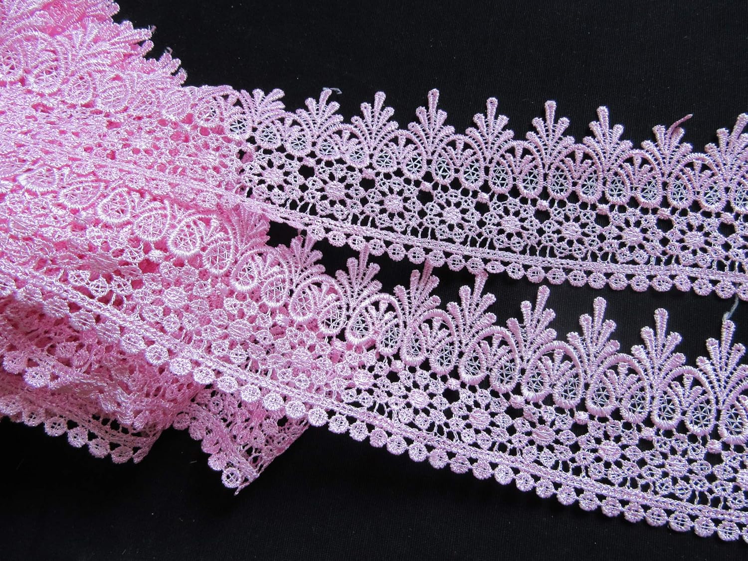YYCRAFT 5 Yards Pink Lace Edge Trim Wedding Applique DIY Sewing Crafts(Width:3.5 Inch Pink)