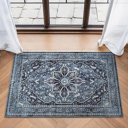 Miniatura 52 de Bloom Rugs - Alfombra caminera Caria lavable, antideslizante, de 3,05 m, color marfil/gris/caramelo tradicional, para entrada, pasillo, baño