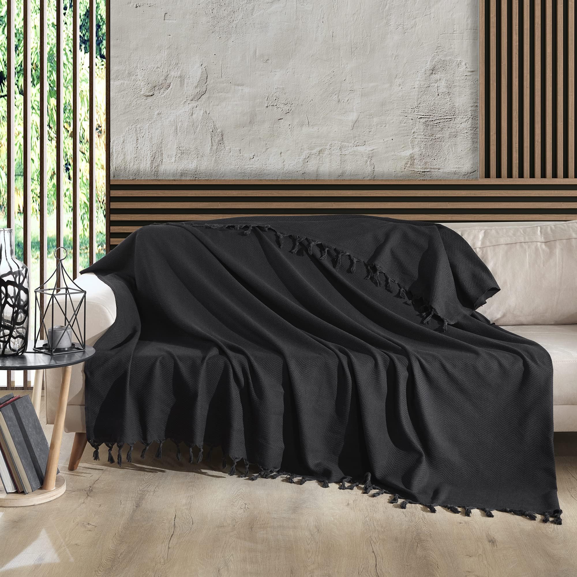 EHC Classic Rib Cotton Throw, Sofa Settee Bed Throw Bedspread - 250cm x ...