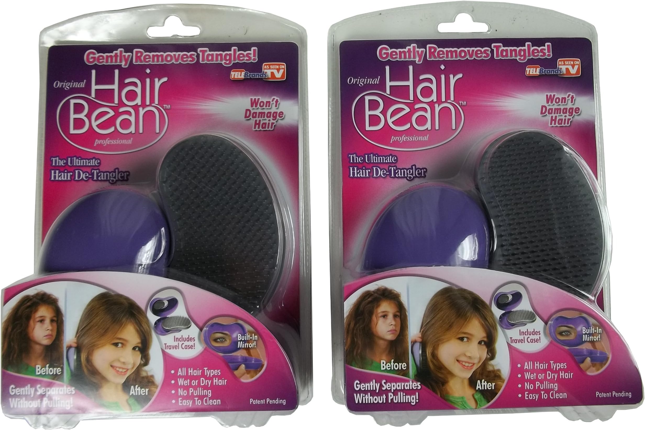 2 New in the Box As Seen on Tv Original Hair Bean Professional Brush Detangler