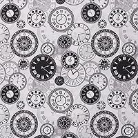 Vista 1 de Mook Fabrics Relojes de algodón, corte blanco por yarda