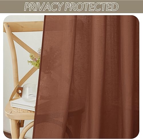 Miniatura 4 de RYB HOME Cortinas de lino extralargas de 108 pulgadas de largo, cortinas de lino semitransparentes para privacidad para sala de estar, loft de