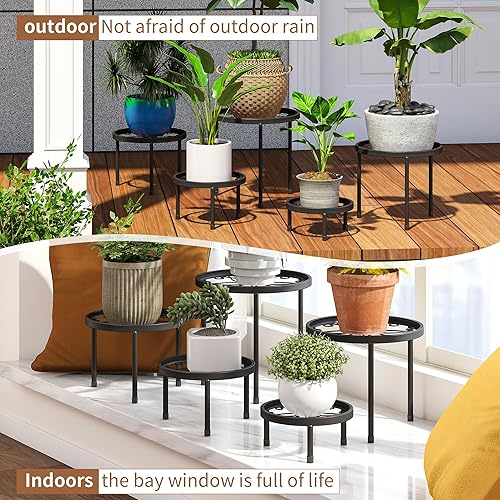 Miniatura 6 de Soporte para plantas para interiores y exteriores, paquete de 5 soportes de metal resistente, múltiples plantas, soporte de hierro antioxidante,