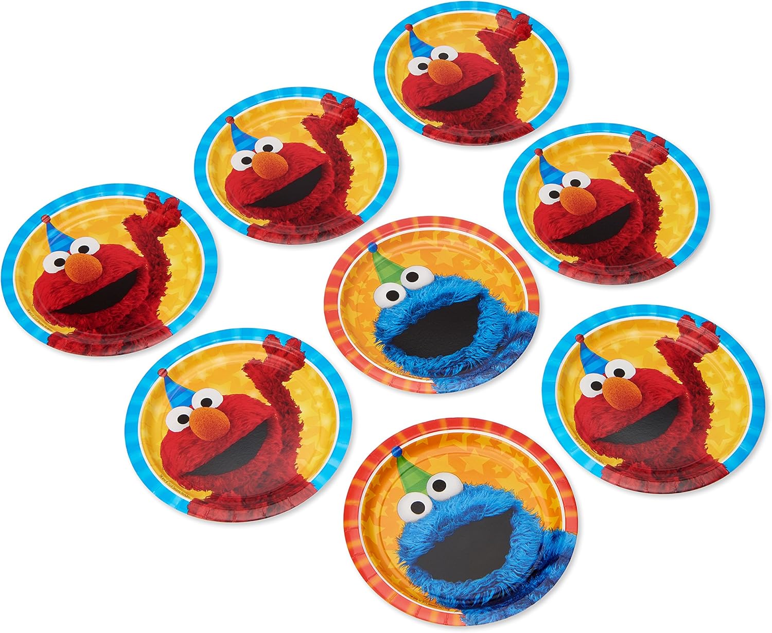 Sesame Street Assorted Round Paper Plates - 7" - Multicolor - Pack of 8 : Toys & Games