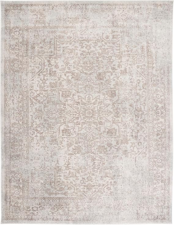 SAFAVIEH Area Rug 9x12 - Evoke Collection - Large - Ivory & Taupe, Distressed Design, Non-Shedding & Easy to Clean, Ideal for Living Room, Bedroom, Dining Space (EVK256E)