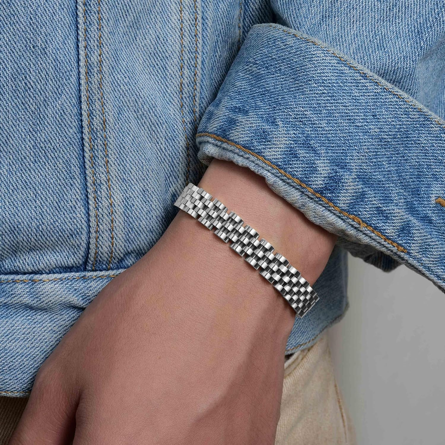 MYNENEY 10mm mens stainless steel bracelet Watch link chain bracelet for men Silver/Gold/Black-7.48/7.68/8.27 Inch Length Classic men Jewelry - Image 4