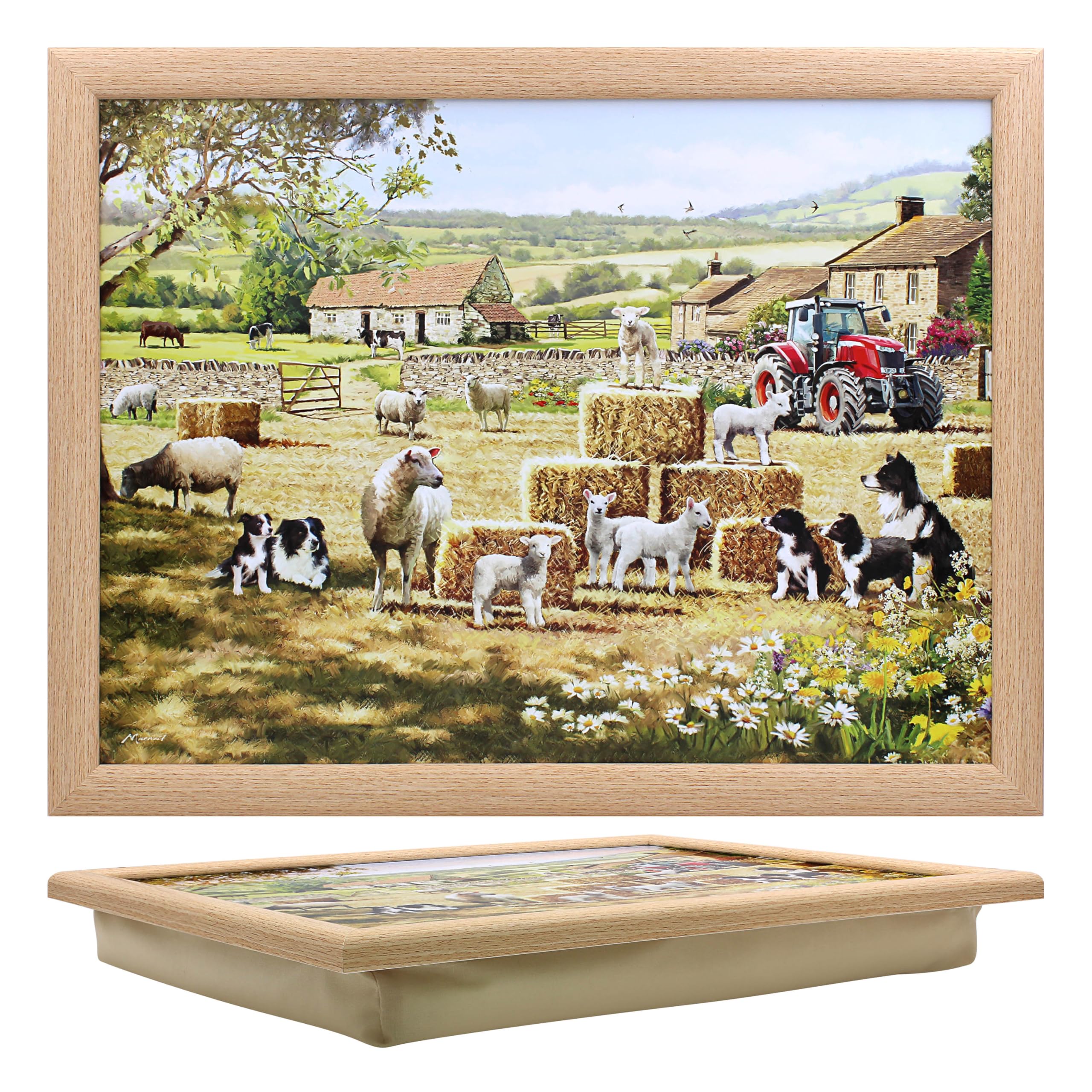 Lesser & Pavey Collie & Sheep Laptray | Bean Bag Tray With Padded Cushion | Ideal For Drinks, Food, Breakfast, Laptop | Macneil Studios Design For Home And Office Comfort