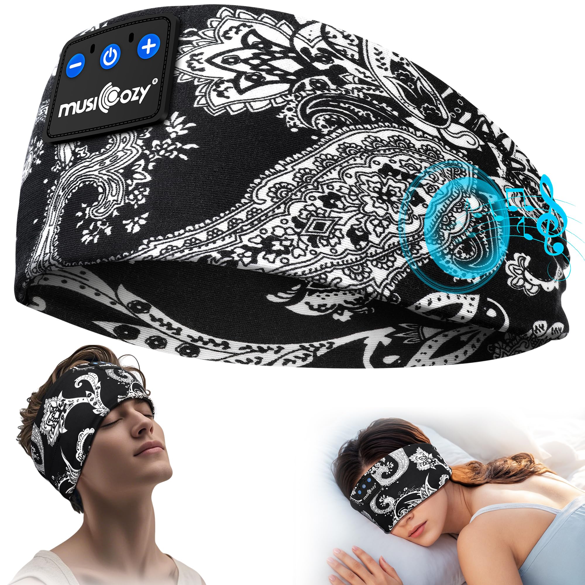 MUSICOZY Bluetooth 5.4 Schlafkopfhörer – Bequemes & ultraleichtes Stirnband mit Hi-Fi Klang, 14h Laufzeit, perfekt für Seitenschläfer, Reisen, Sport und Meditation