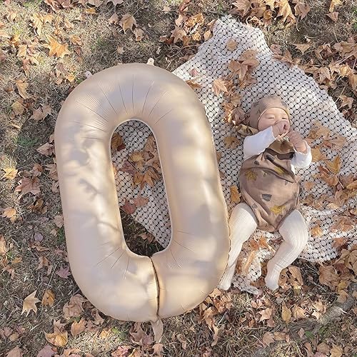 Miniatura 4 de Juego de globos color caramelo número 3 de 40 pulgadas con globos metálicos de color rosa polvoriento, globos de helio de dígito 3, globo grande de