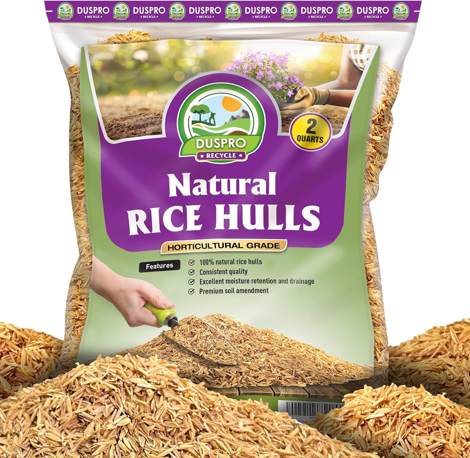 DUSPRO RECYCLE Rice Hulls for Plants, Premium Chicken