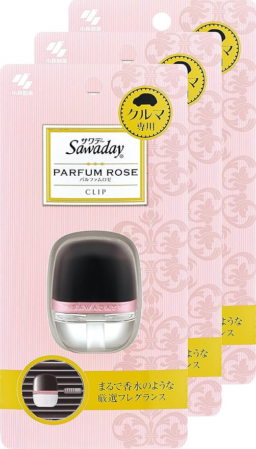 Amazon まとめ買い サワデー 車用消臭芳香剤 クリップタイプ パルファムロゼの香り 6ml 3個 カーサワデー ドラッグストア