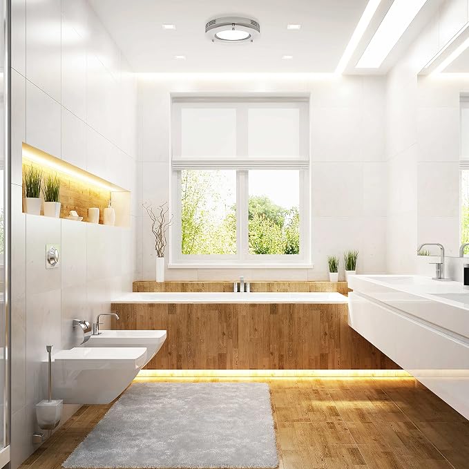 Extracto para baño Homewerks 7117-02-HW con luz LED integrada, montaje en techo, 80 CFM, 1,5 sones, acabado níquel cepillado (esmerilado) miniatura 6