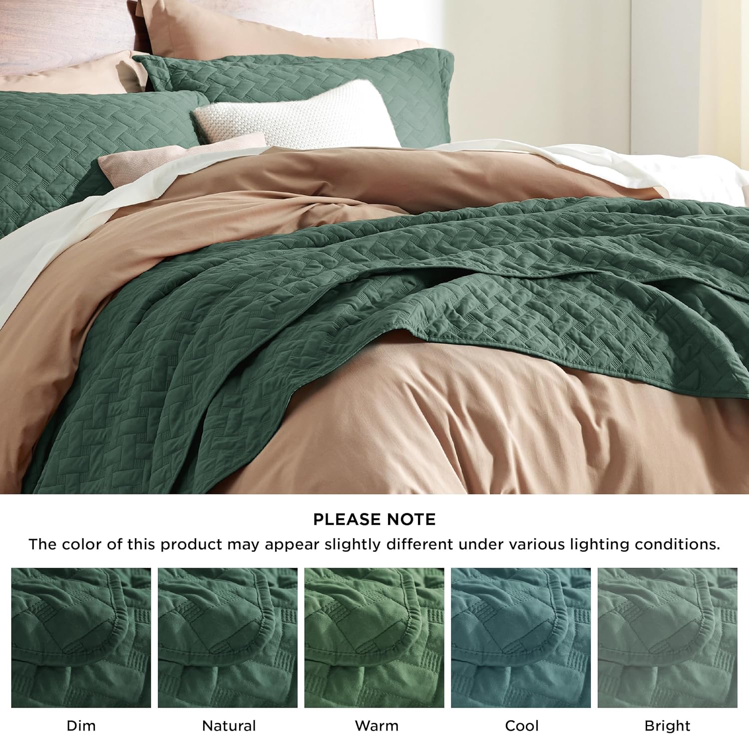 Bedsure Quilts California King Size - Lightweight Bedspreads Cal King Size with Basket Weave Pattern, Soft Quilt Bedding, Dark Green Comforter Coverlet for All Seasons (111" x 106") - Image 6