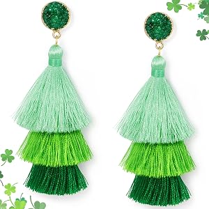 Me Hz Colorful Layered Tassel Earrings Bohemian Statement Tiered Tassel Big Dangle Drop Earrings for Women Druzy Studs