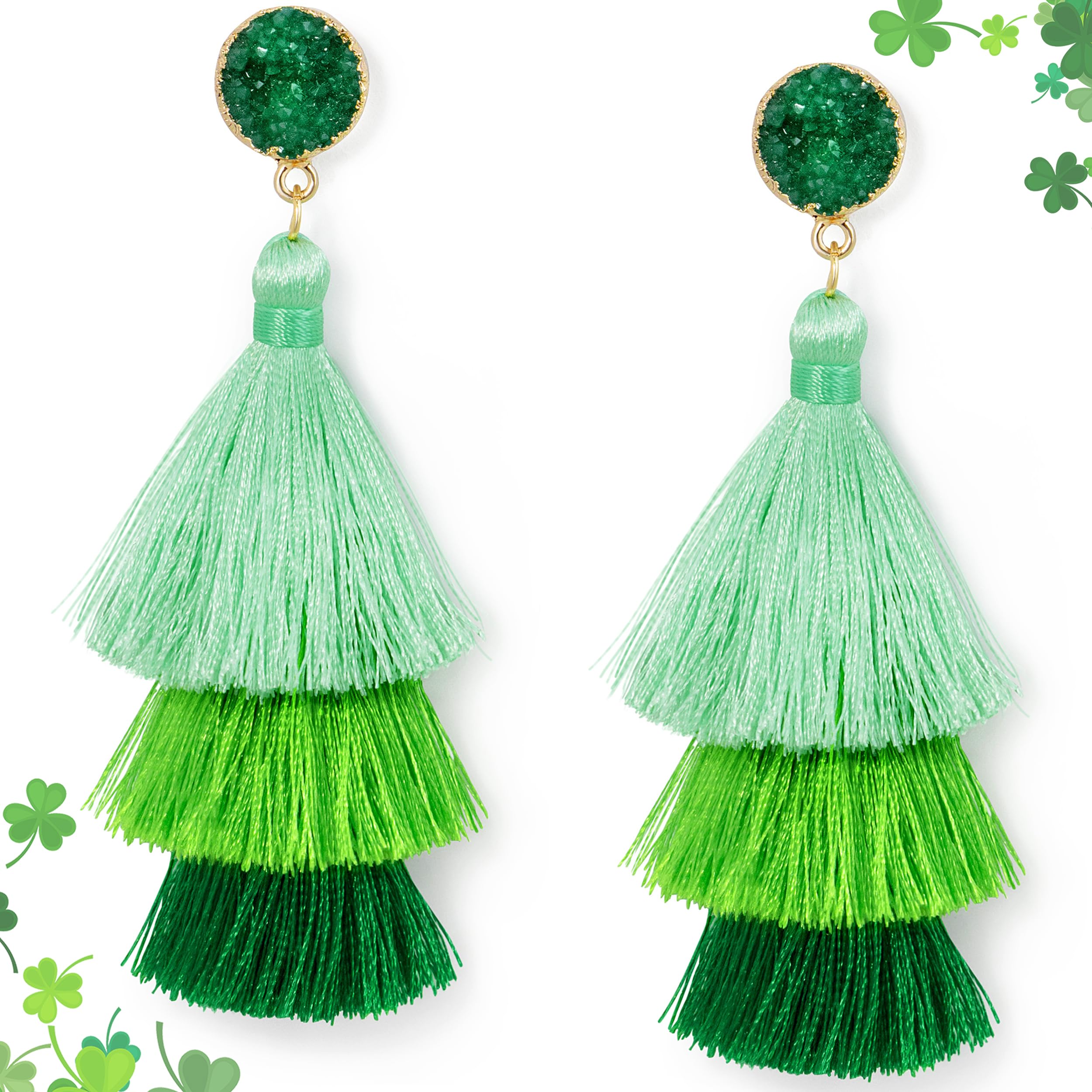 Me Hz Colorful Layered Tassel Earrings Bohemian Statement Tiered Tassel Big Dangle Drop Earrings for Women Druzy Studs