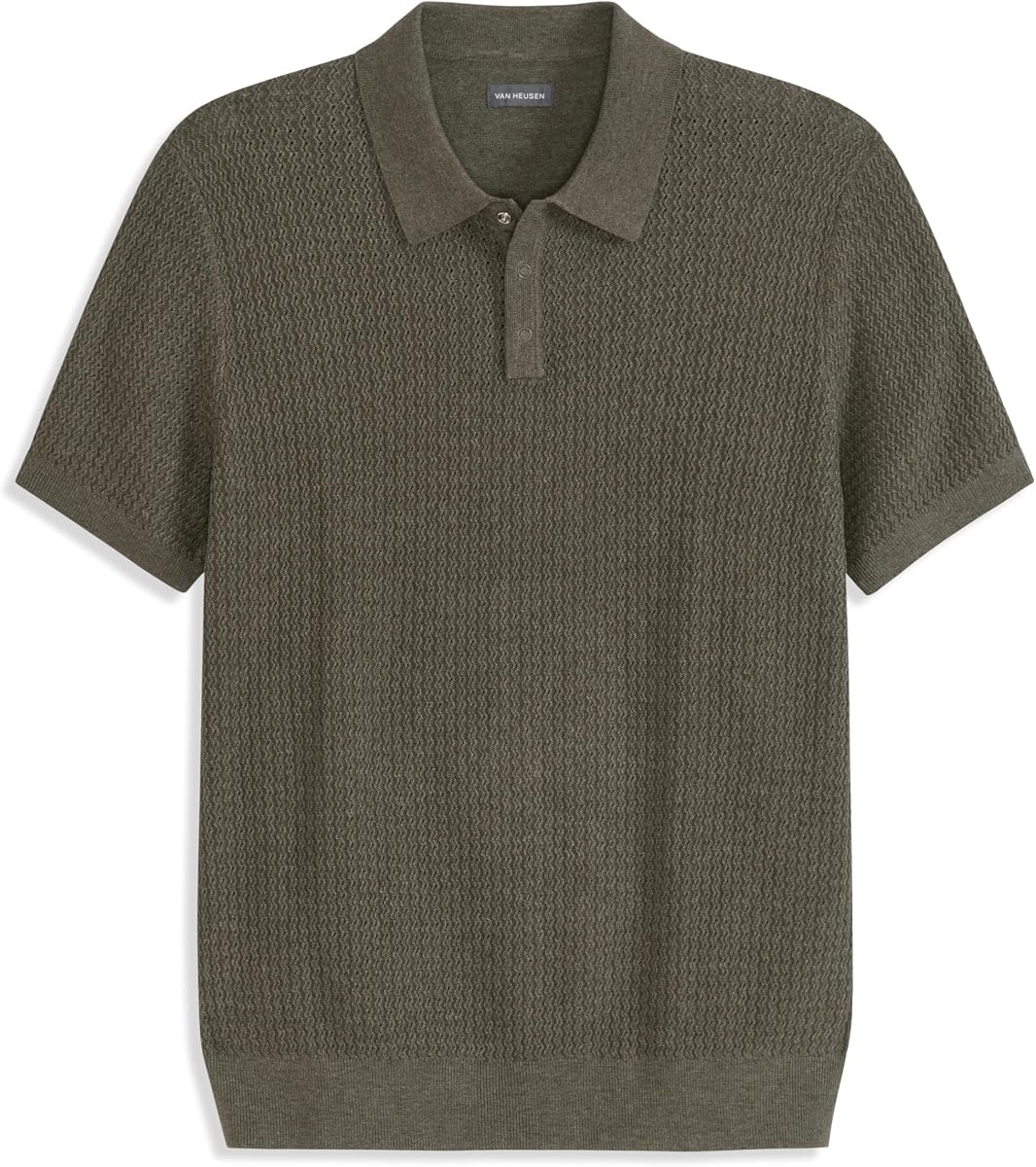 Van Heusen Polo de manga corta con control de temperatura para hombre, botón de ajuste regular y cierre a presión, tela refrescante