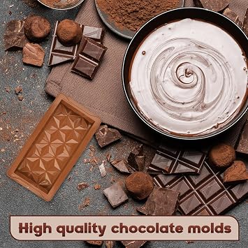 Chocolate Bar Mould 2 Piece Deep Silicone Mould for Dubai Pistachio Bar Baking - Easy Release for DIY Candy Desserts Making