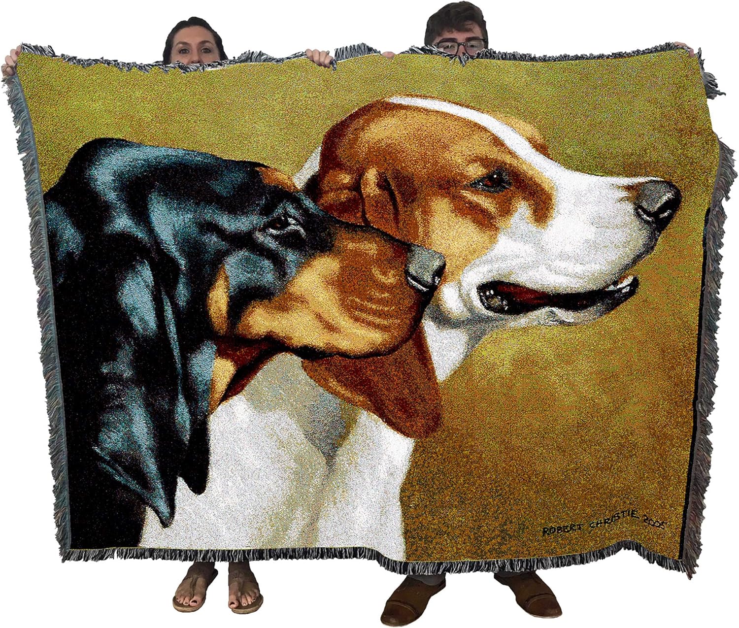 Pure Country Weavers Coonhound Dog Woven Blanket by Bob Christie - Gift Cotton Tapestry Throw - Made in The USA - 72" x 54"