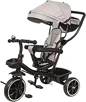 Triciclo Infantil 4 em 1 Multifuncional Carrinho de Bebê Com Empurrador e Capota Solar - Kababy