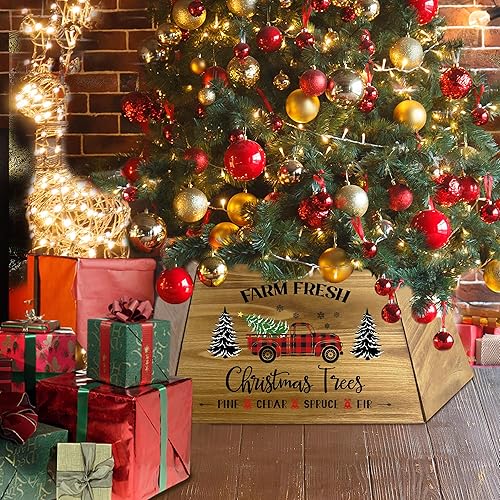 Miniatura 5 de Collar trapezoidal de madera artificial para árbol de Navidad, anillo de árbol de Navidad, collares de árbol de Navidad para árboles artificiales,