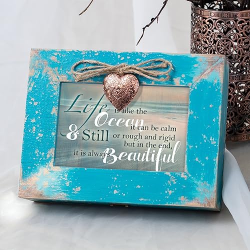 Miniatura 5 de Cottage Garden Caja de música Life Like Ocean Beautiful Calm Still Teal Distressed Jewelry Music Box Plays Wonderful World