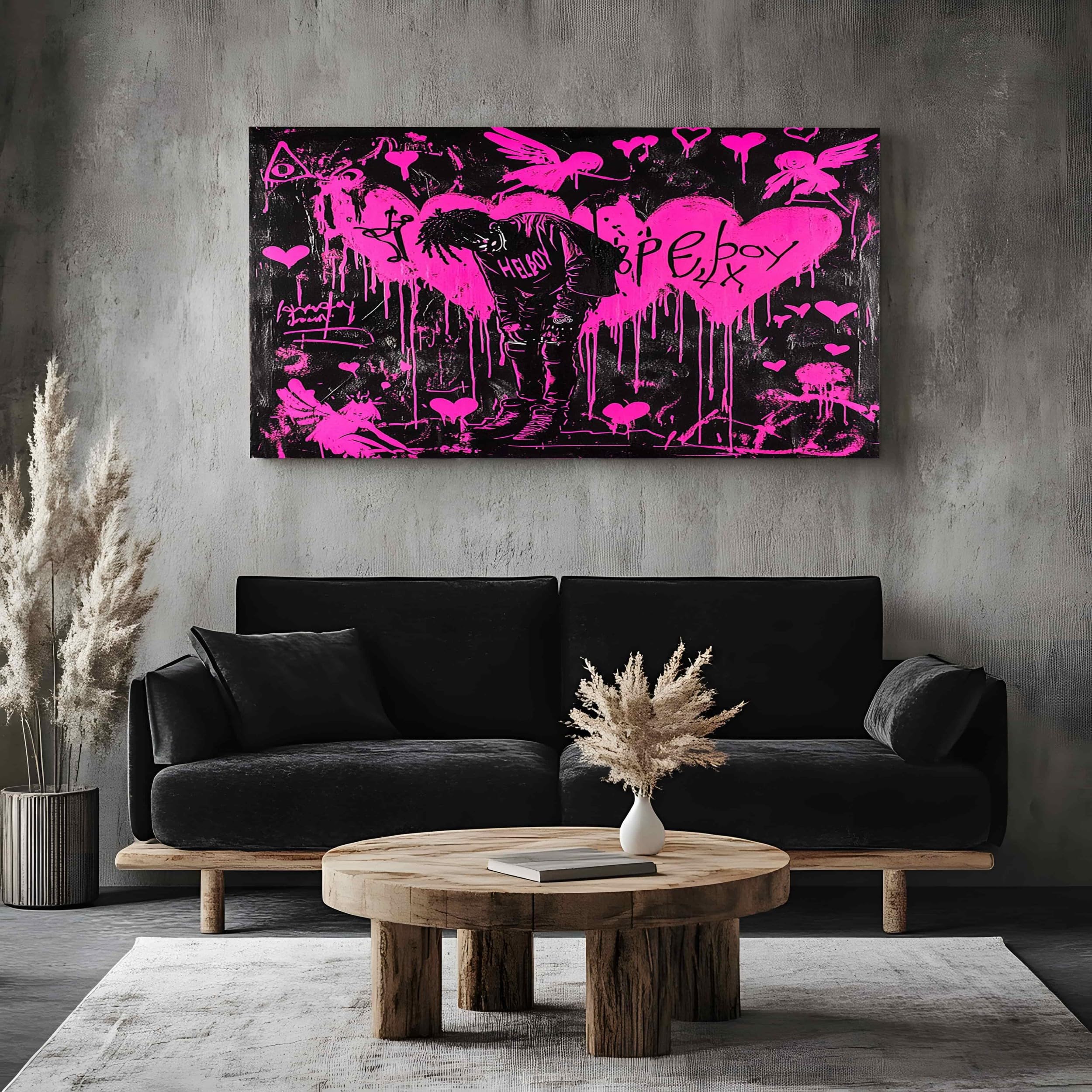 ZORYAN Graffiti Hip Hop Art Quadri Moderni su Tela Senza Cornice 70x140cm | per Soggiorno e Camera da Letto Stampe Decorazioni da Parete Viola Quadri Moderni Soggiorno e Camera da Letto