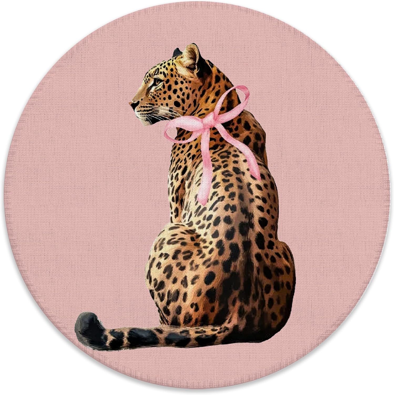 Pink Coquette Bow Leopard Mouse Pad for Desk, Preppy Girly Cheetah Mousepad for Work Wireless Mouse Computers Laptop Desk Accessories, Leopard Office Supplies, 7.9x7.9 Inch