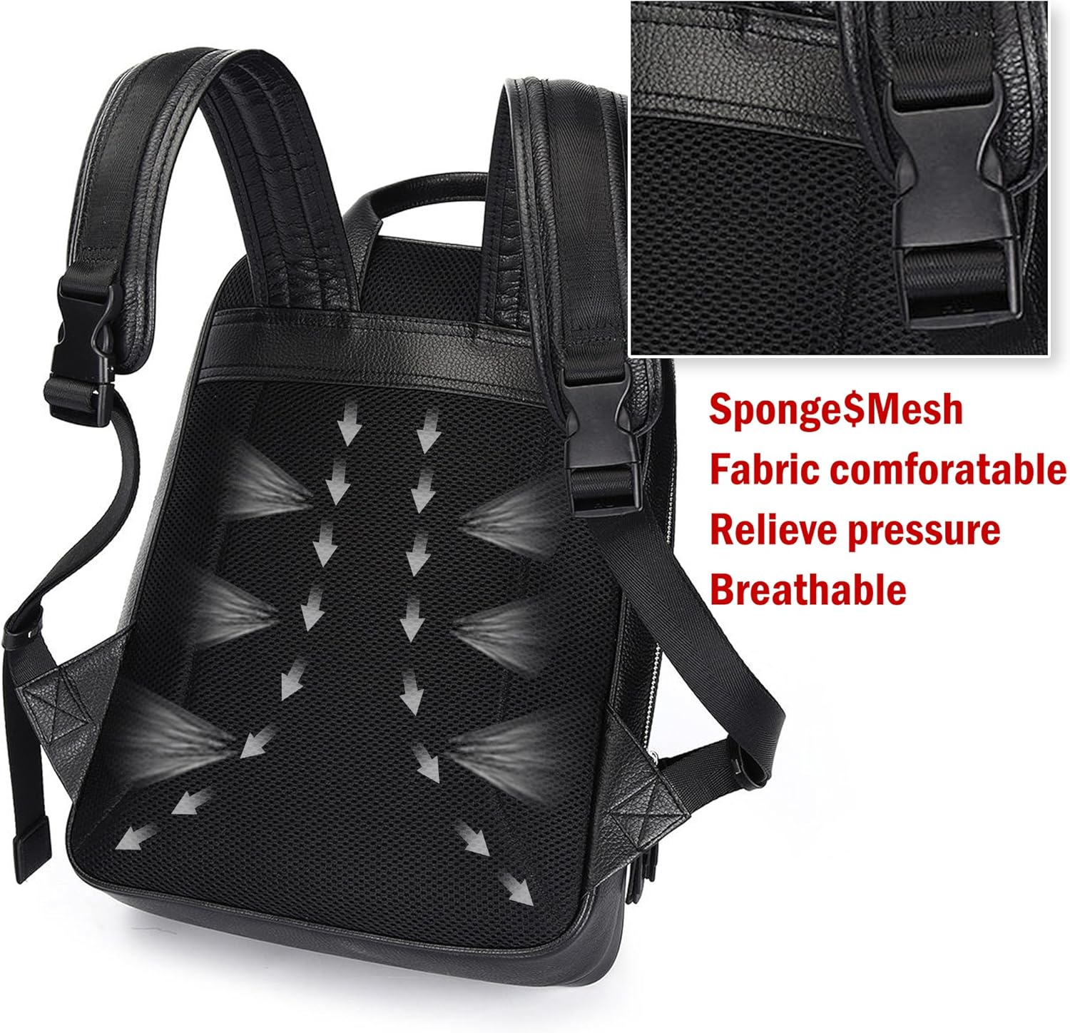 Onе-Dау Sаlе: Uр tо 80% оƒƒ BISON DENIM Classic School Laptop Backpack Genuine Leather Book Bag College Travel Hiking Daypack Black Fit 14 in Laptop