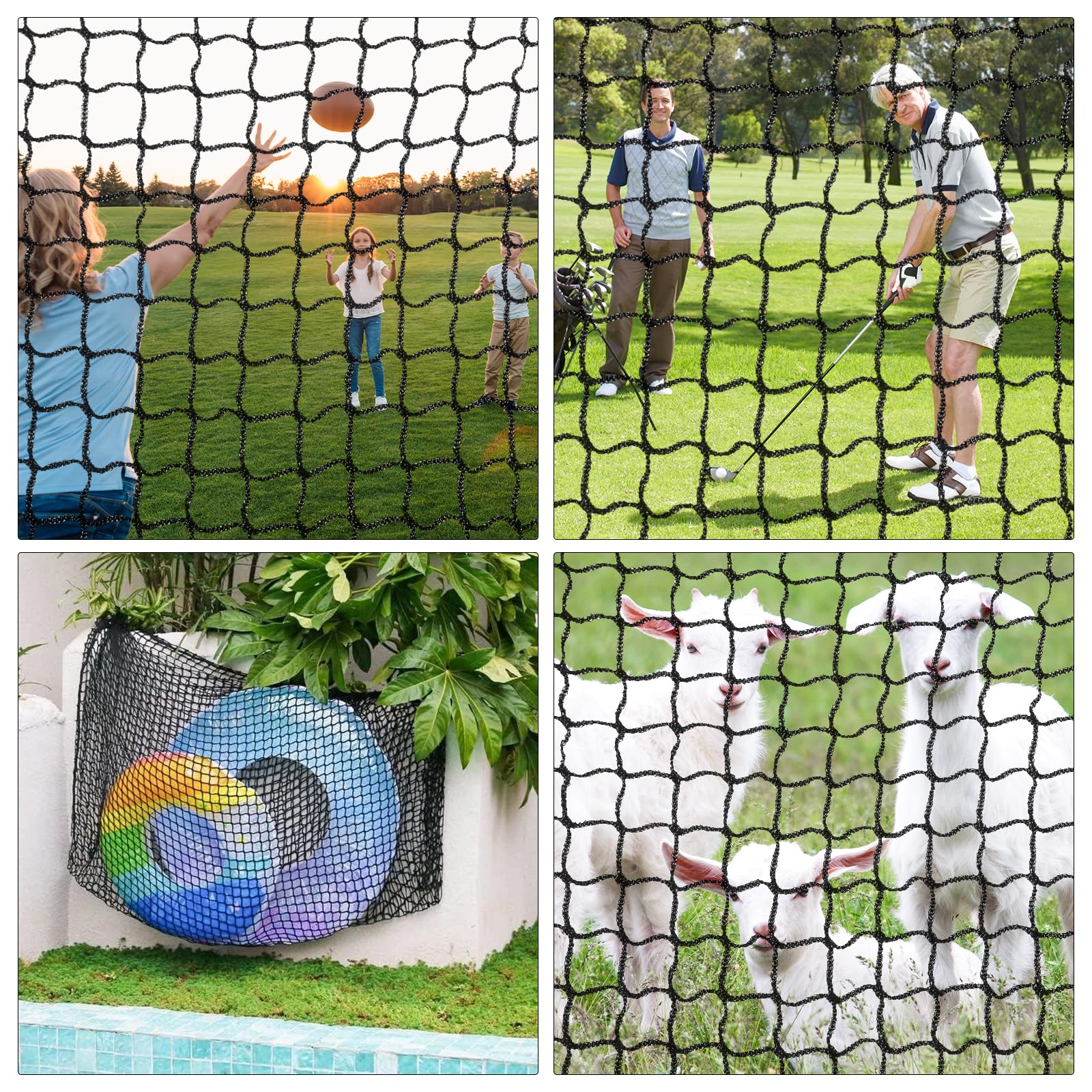 Red de Golf, 3 x 5 m Red de Barrera de Golf de Poliéster Negro con 12 Pelotas Saltarinas y 4 Mosquetones Red Proteccion Deportiva con Malla de Diamante de 25 x 25 mm para Interiores y Exteriores