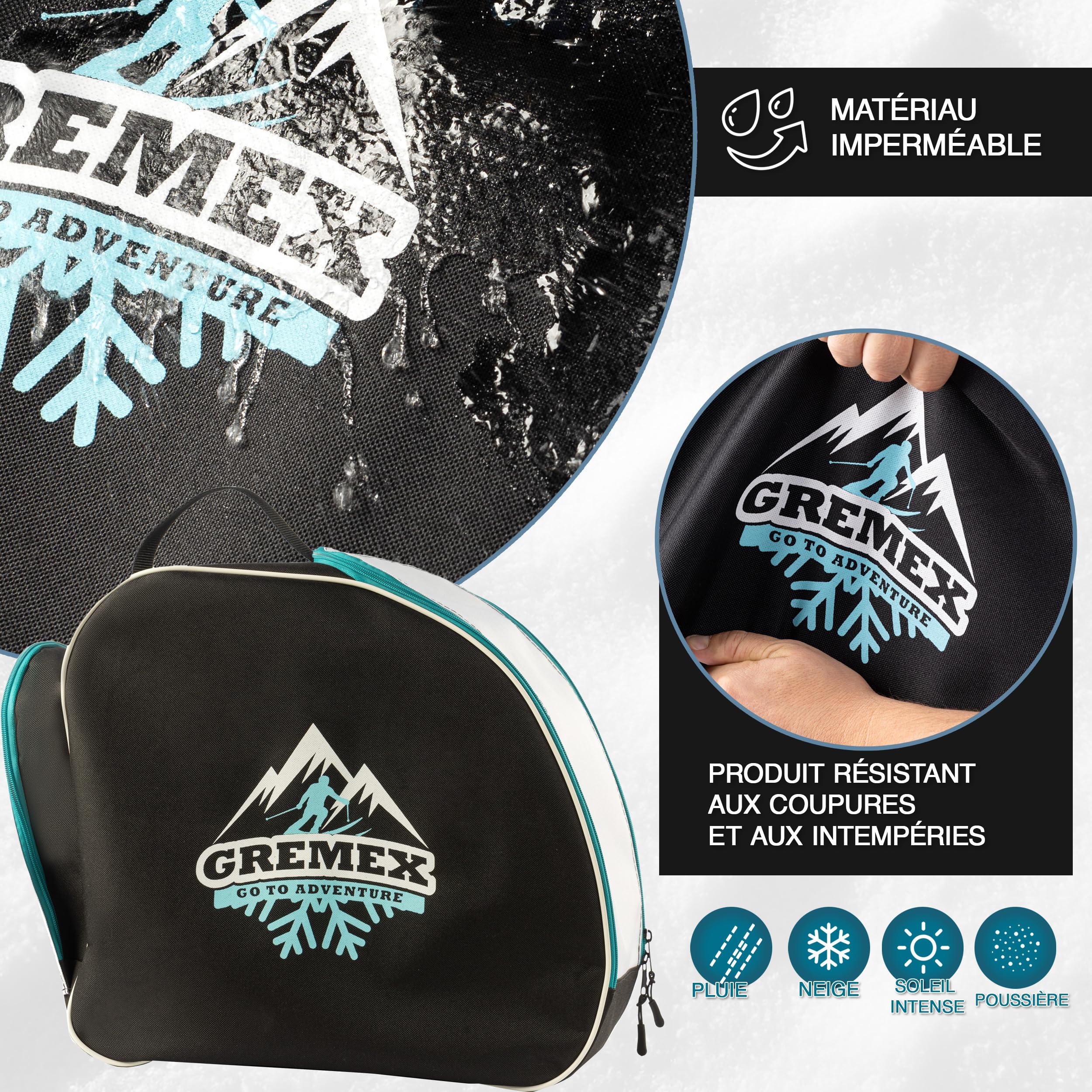 Skischuhtasche mit Helm - Wasserfestem Skischuhtasche mit Helmfach - Tasche für Skischuhe und Helm - Titan-Nähte Skischuh Rucksack mit Helmfach - Widerstandsfähig Tasche Skischuhe mit Helm