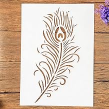 TIAMECH A4 Reusable Peacock Feather Stencil for Painting - Single Feather Layering Template, DIY Wall Art, Wood Furniture, Scrapbook & Crafts 8.3x11.7inch