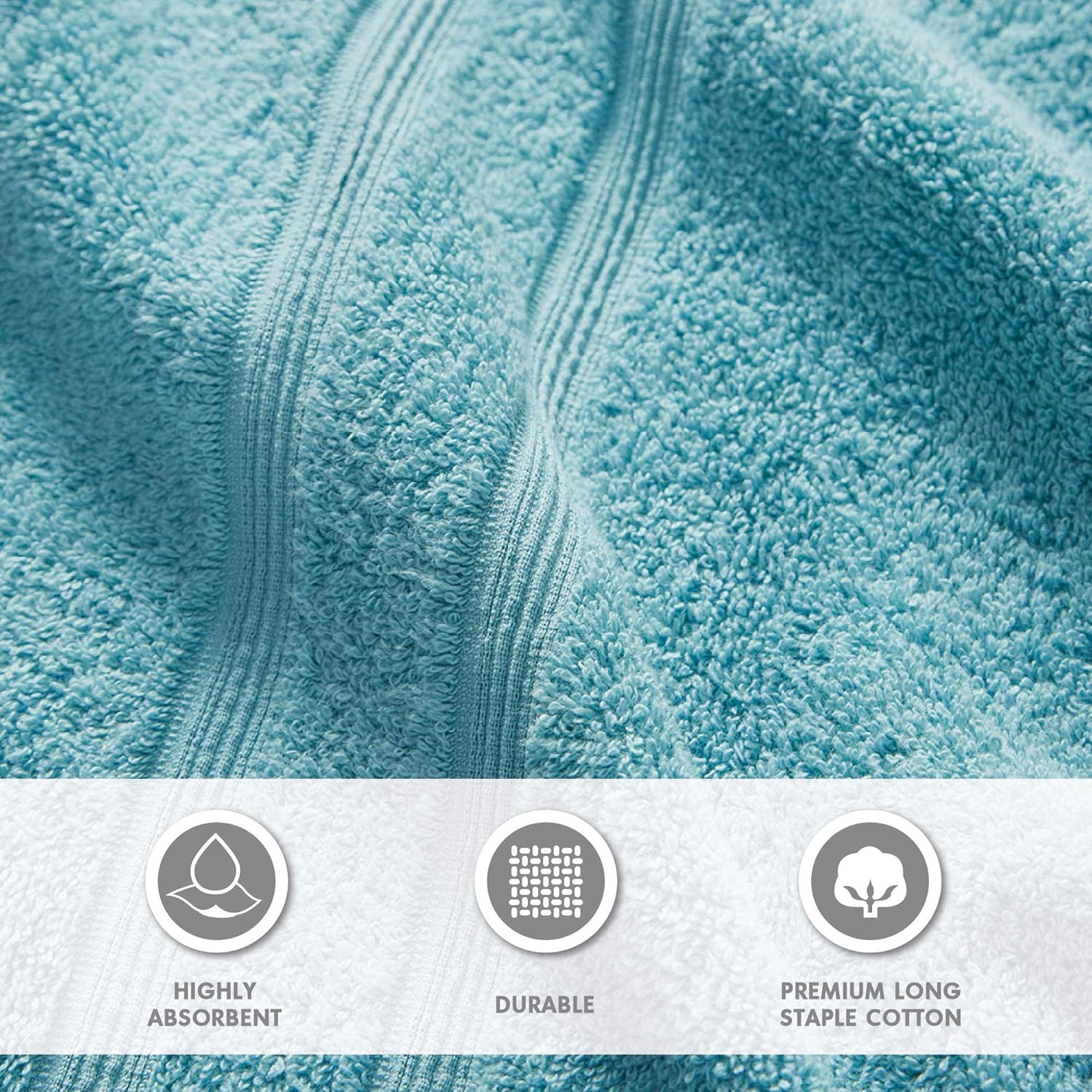 Comfort Spaces 100% Aegean Turkish Cotton Soft Bathroom Towel Set Luxury Hotel & Spa Quality, Highly Absorbent, Quick Dry, Include 2 for Shower, 2 Hand & 2 Face Wash, Multi-Sizes, Aqua 6 Piece