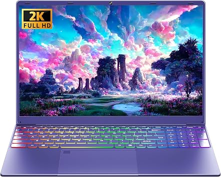 16" Purple Laptop Computer 12G LPDDR5 RAM 256GB NVMe SSD Alder Lake N95 CPU, 2K FHD1920 * 1200 IPS Screen/Color Backlit KB/Fingerprint/Win 11 Pro PC for Business Work Study 12G+256GB