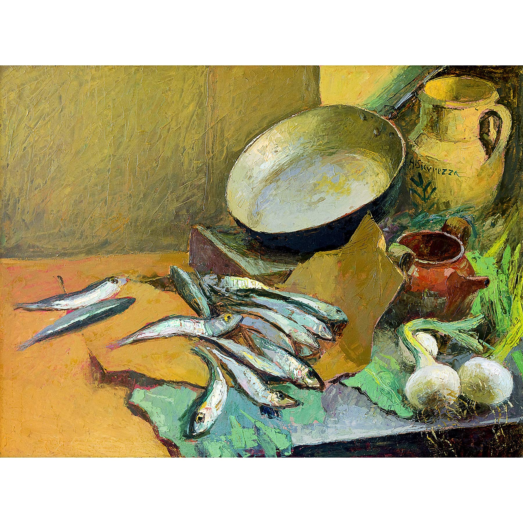 Artery8 Sicurezza Still Life With Anchovies Painting Large Wall Art Poster Print Thick Paper 18X24 Inch