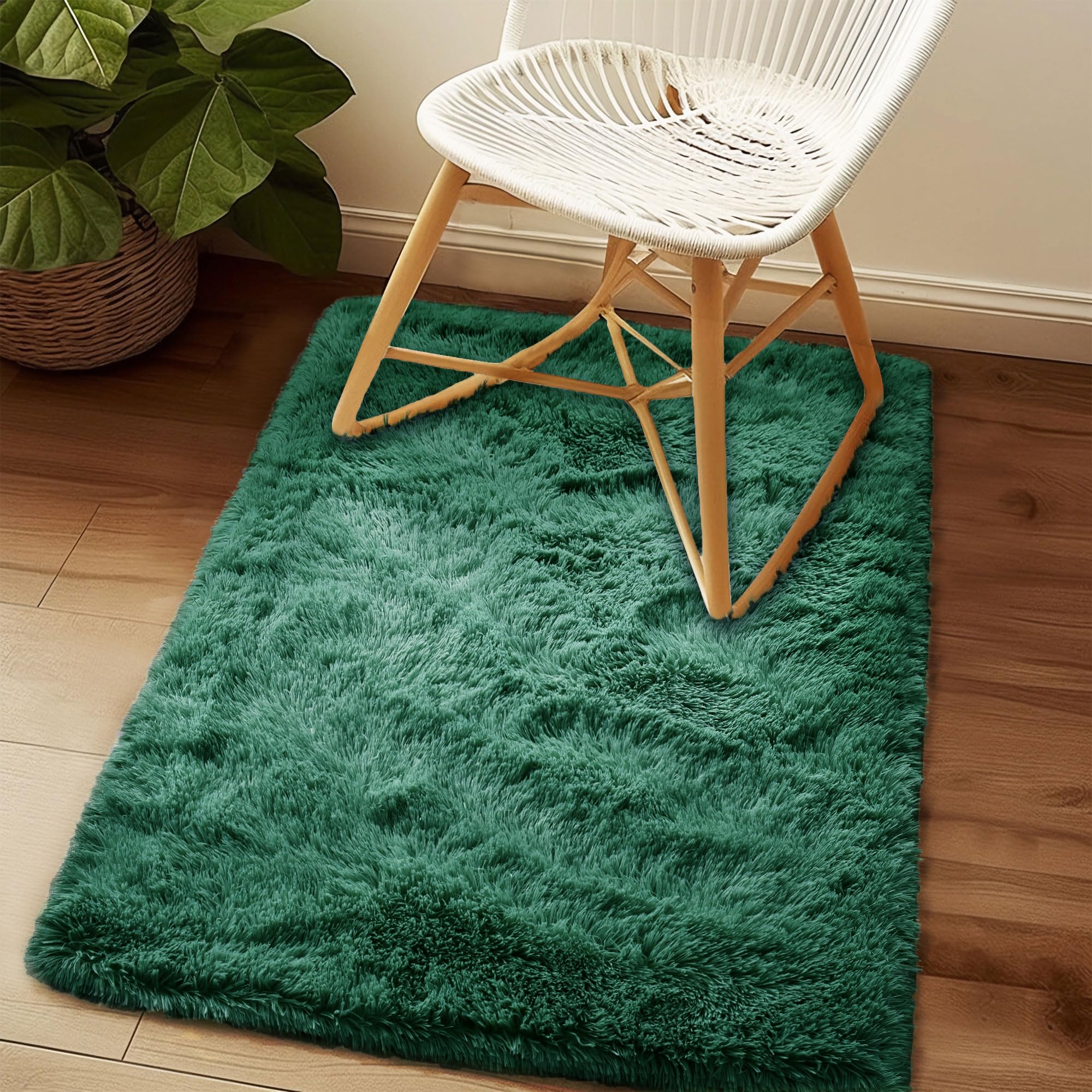Tapis moelleux léger vert noirâtre 0,6x0,9m Awaytail antidérapant