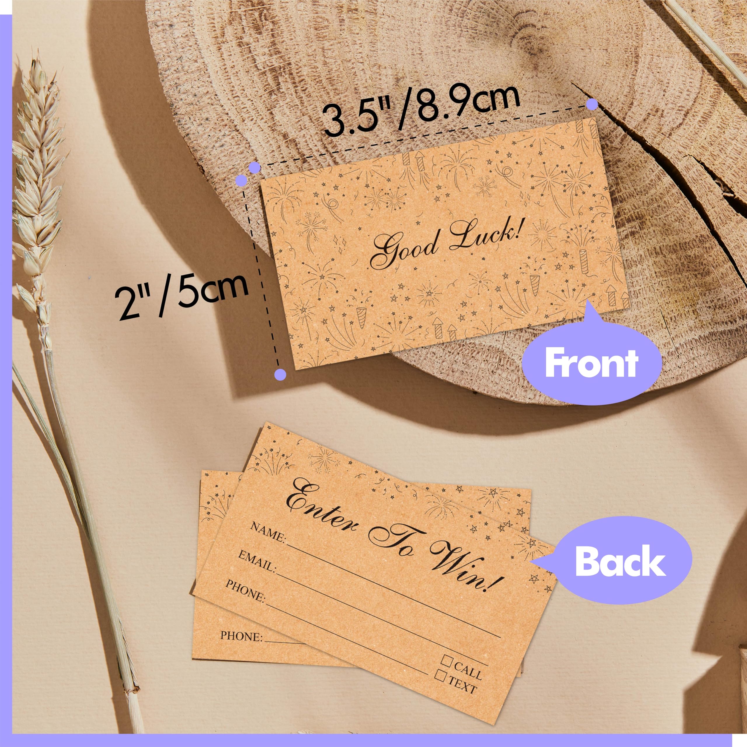 500 PCS Billets de Tombola, Formulaires d'Inscription avec Espace pour Nom, Adresse E-mail, Numéro de Téléphone pour Concours, Tombolas, Urnes de Vote, 50/50, Enchères (8,9 cm x 5 cm, Style Kraft)