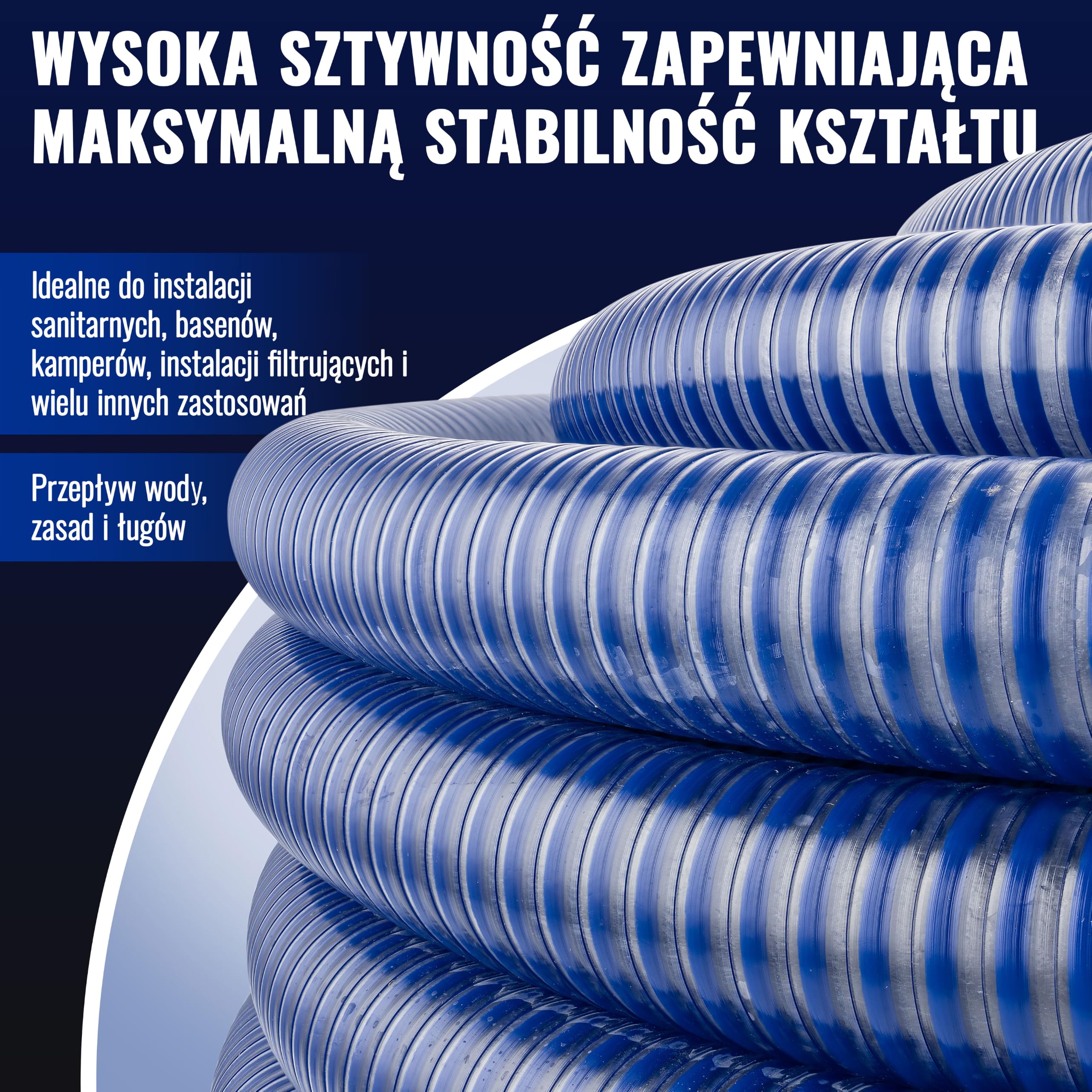 Poppstar ssący wąż spiralny PVC, o średnicy 1 cal (dł. 20 m, średnica wew. 25 mm/zew.32mm, maks. 8 bar) odporny na promienie UV, próżnię i ciśnienie