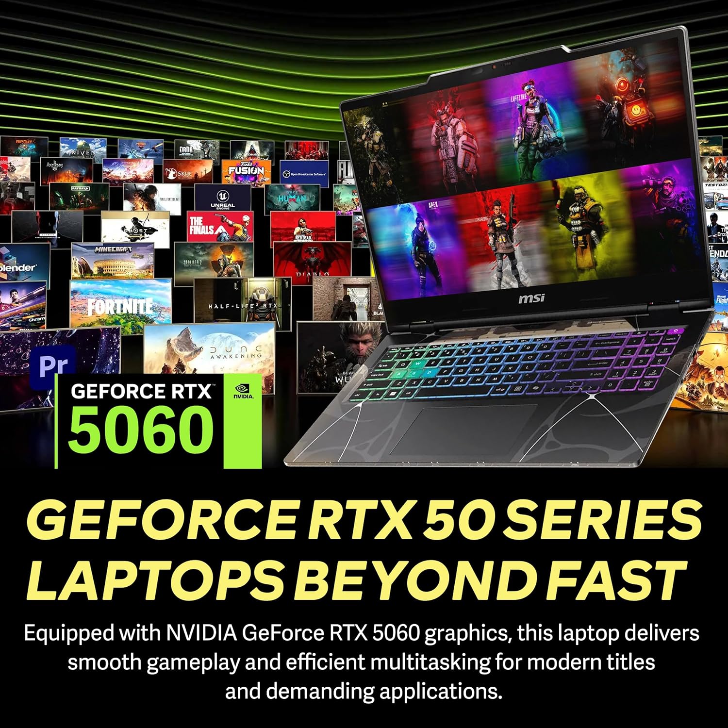 msi Cyborg 15.6" 144Hz FHD IPS Gaming Laptop, Intel Core 7-240H, 16GB RAM,1.5TB Storage (512GB SSD+1TB Docking Station), NVIDIA GeForce RTX 5060, Backlit Keyboard, HD Webcam, Wi-Fi 6E, Win 11, Black