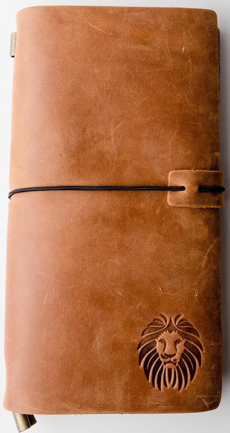 Aeiniwer KangWay Genuine Leather Journal Refillable Traveler Notebook with Card Holder Vintage Style Handmade Gift for Men Women Writing Professional Diary 180 Pages Standard Large Light Brown