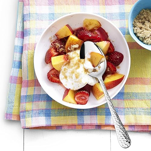 Miniatura 6 de E-far 12 cucharas de café pequeñas, mini cucharas de café expreso de acero inoxidable de 6 pulgadas para caféazúcarté, diseño martillado y libre de