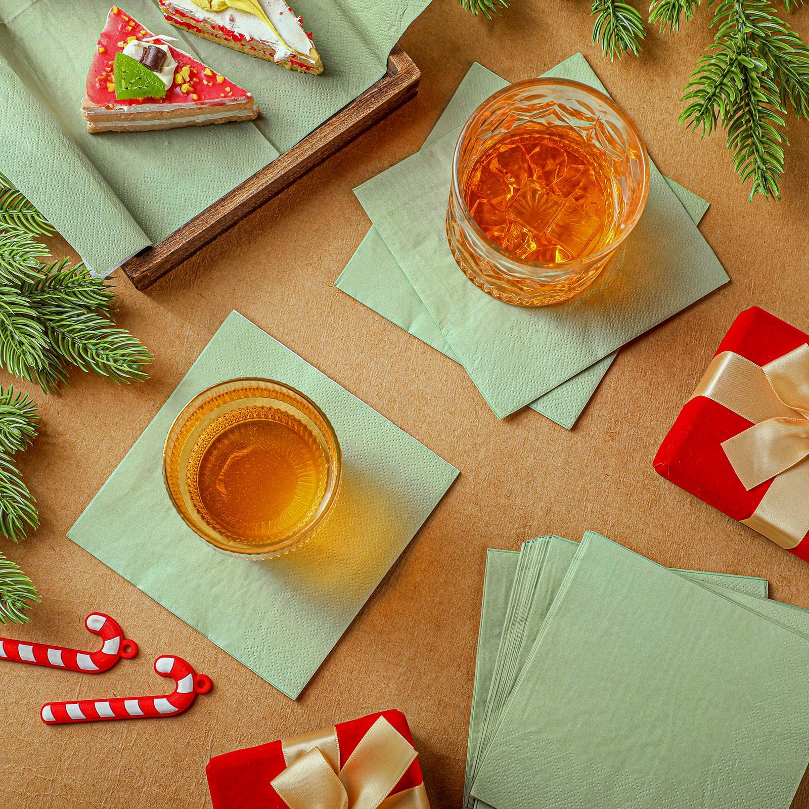 200 Pieces Cocktail Napkins 2 Ply Beverage Napkin Disposable Paper Napkins Dinner Napkins for Wedding Birthday Graduation Holiday Party Restaurant Bar Bridal Anniversary Event (Sage Green)