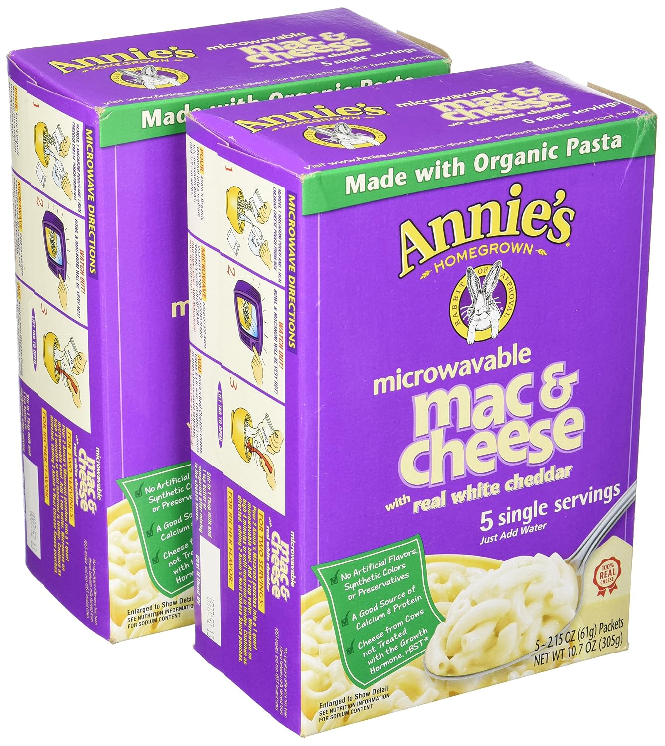 Annie's Homegrown White Cheddar Microwavable Mac & Cheese, 5 ct, 2 pk