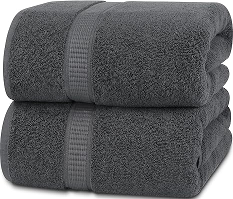 Utopia Towels - Luxurious Jumbo Bath Sheet 2 Piece - 600 GSM 100% Ring Spun Cotton Highly Absorbent and Quick Dry Extra Large Bath Towel - Super Soft Hotel Quality Towel (35 x 70 Inches, Grey)