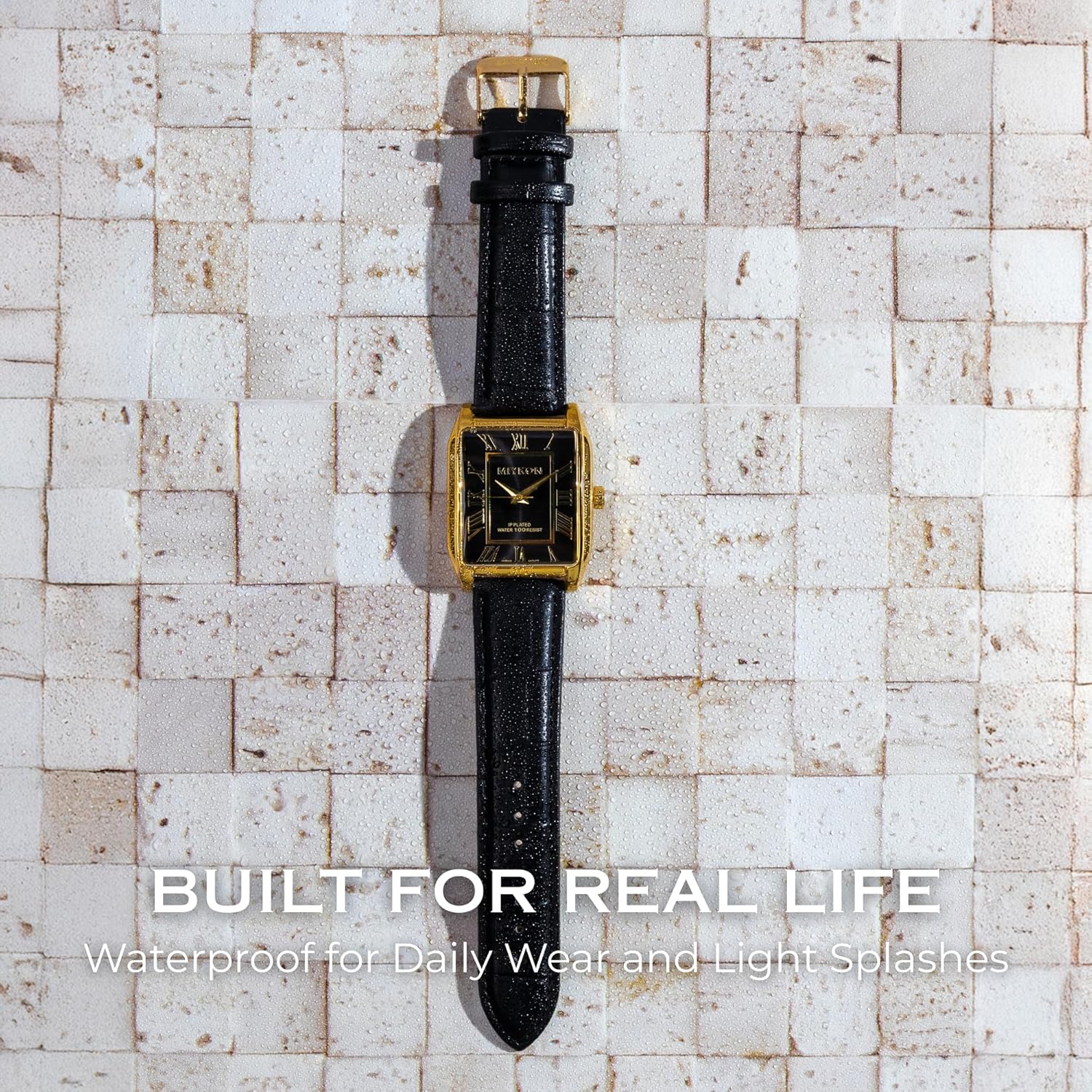 Miykon Vintage Watches for Men – Classic Tank Square Analog Watch with Genuine Leather Wrist Strap, Mens Dress Watches – Japanese Quartz, Waterproof to 100ft - Image 6