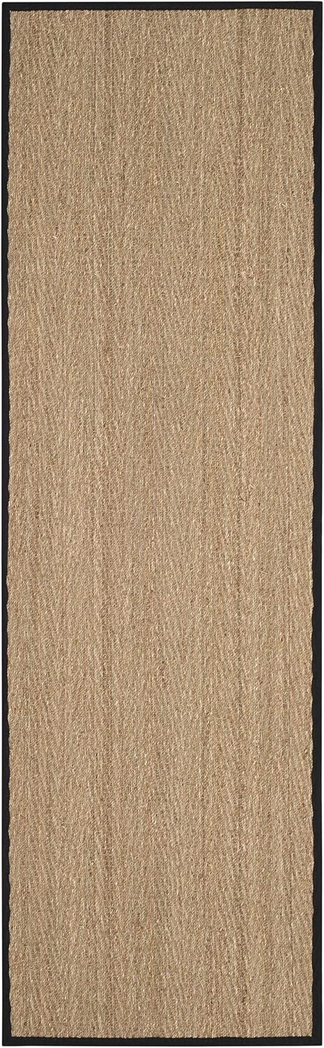 SAFAVIEH Natural Fiber Collection Runner Rug - 2'6" x 6', Natural & Black, Seagrass, Herringbone Pattern with Border (NF115C)